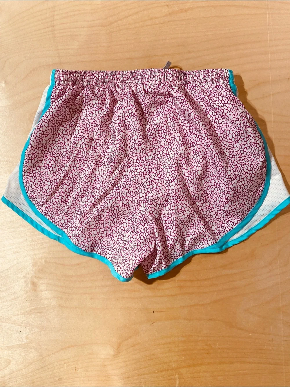 Nike Women's Pink Printed Athletic Shorts with Teal Trim Small (SZ)